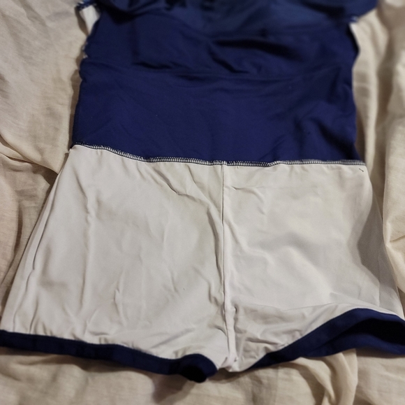 NWOT Athletic Boy Short Swimdress attached shorts halter nautical swim bathing - Picture 6 of 9